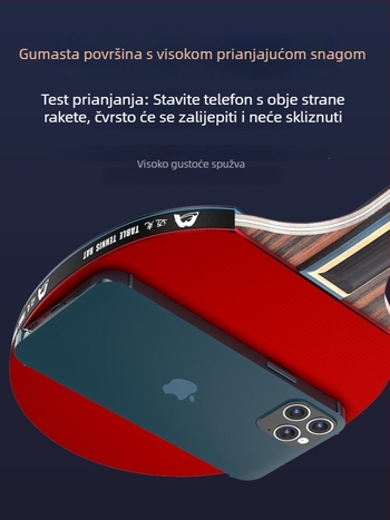 Raketa za stolni tenis s dugim držačem, direktan udarac, ljepilo guma, višeslojna ploča (Poplar, basswood, ebony, teak) za početnike