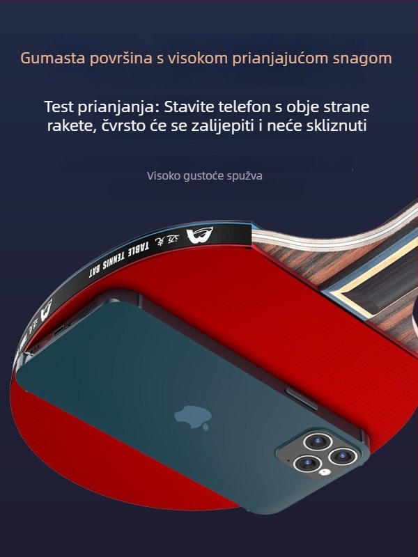 Raketa za stolni tenis s dugim držačem, direktan udarac, ljepilo guma, višeslojna ploča (Poplar, basswood, ebony, teak) za početnike