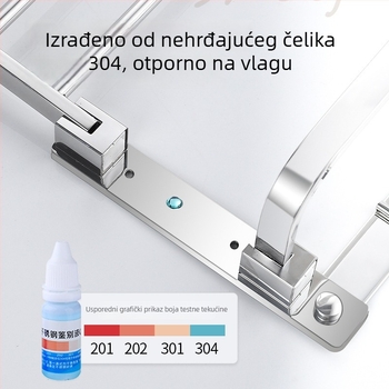 Sklopeivi stalak za ručnike od 304 nehrđajućeg čelika, zidni, bez bušenja, jednostruki kupaonski organizator, polirana površina, nosivost 20