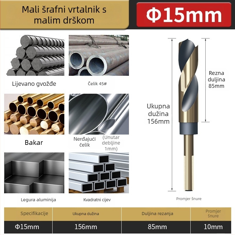 M43 kobaltno twist svrdlo, 1/2 inčni osovinski, za nehrđajući čelik i željezne legure, svrdlo-reamer