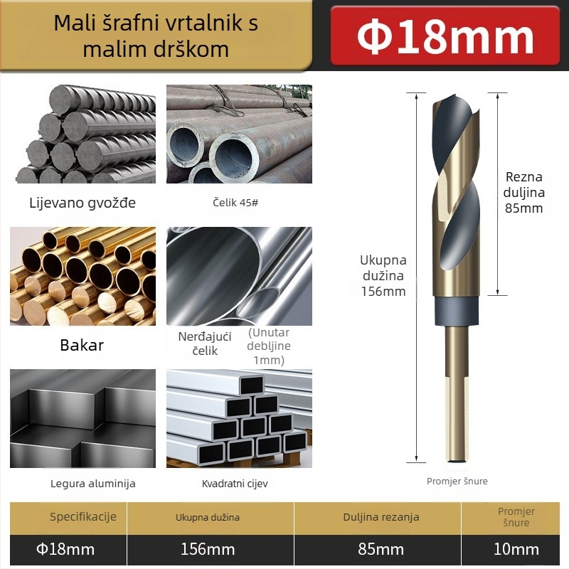M43 kobaltno twist svrdlo, 1/2 inčni osovinski, za nehrđajući čelik i željezne legure, svrdlo-reamer