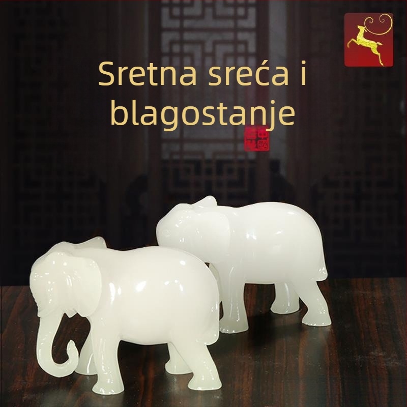 Par elefantskih figuri od smole, kineskog stila, uredska stolna dekoracija, dvorišni predmet koji upija vodu
