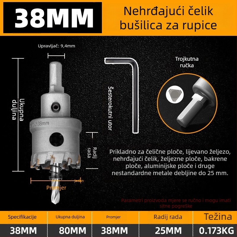 Topson Karbidni Otvarač Rupa za Željezo – Industrijske Kvalitete, Otporan na Habanje, Nehrđajući Čelik