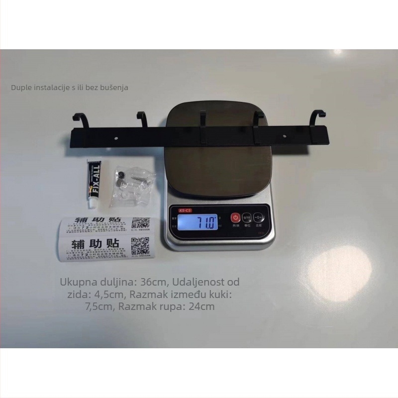 Space Aluminum vješalica za kapute, zidna bez bušenja, moderan minimalistički stil, težina 41,5–118 g