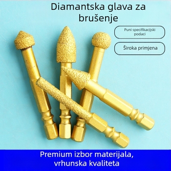 Dijamantna glava za brušenje s šesterokutnim držačem, tvrdi rotacijski alat za poliranje i brušenje