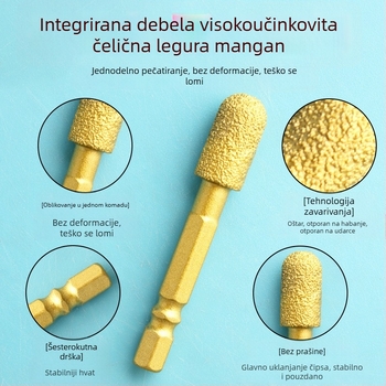 Dijamantna glava za brušenje s šesterokutnim držačem, tvrdi rotacijski alat za poliranje i brušenje