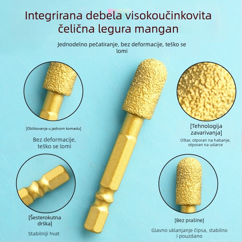 Dijamantna glava za brušenje s šesterokutnim držačem, tvrdi rotacijski alat za poliranje i brušenje