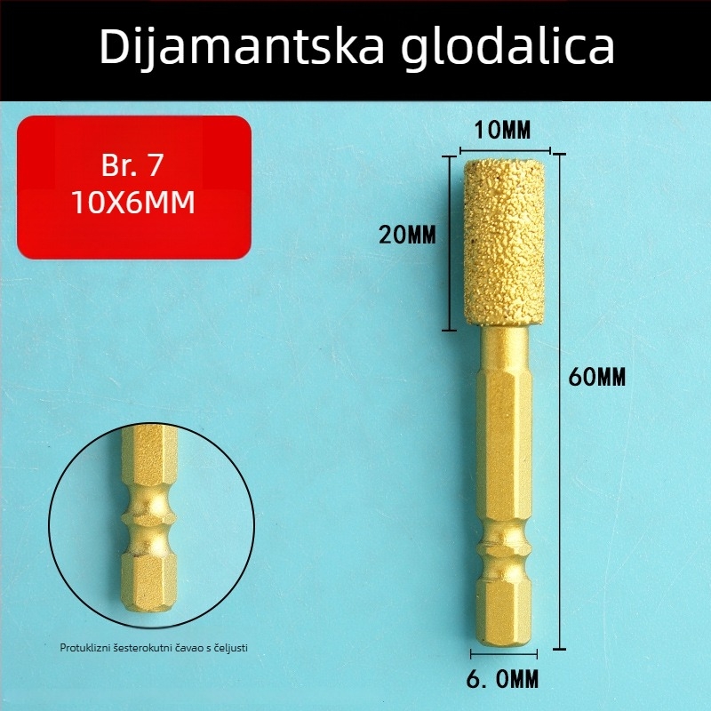 Dijamantna glava za brušenje s šesterokutnim držačem, tvrdi rotacijski alat za poliranje i brušenje