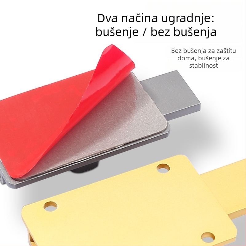 Zasun za vrata tipa A – aluminijska legura, mat završna obrada, model 2024.5.16 four-color latch, moderan jednostavan stil