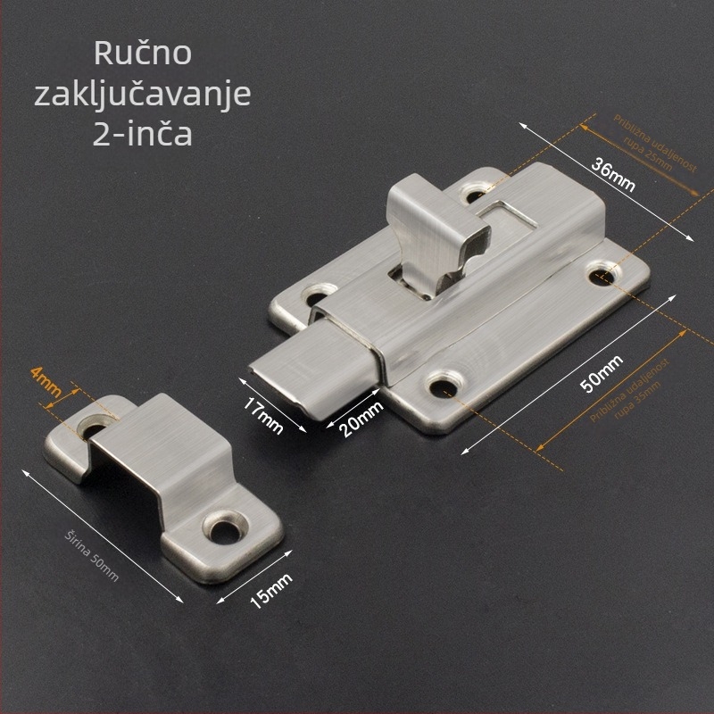 Zasun za vrata tipa A – aluminijska legura, mat završna obrada, model 2024.5.16 four-color latch, moderan jednostavan stil
