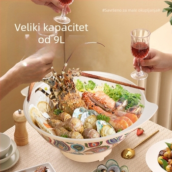 Električna aluminijska posuda s Xinjiang rižom - etnički dizajn, 220V, 1500W, pet razina topline, višefunkcionalna za juhu, kuhanje, prženje