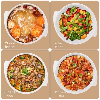 Električna aluminijska posuda s Xinjiang rižom - etnički dizajn, 220V, 1500W, pet razina topline, višefunkcionalna za juhu, kuhanje, prženje