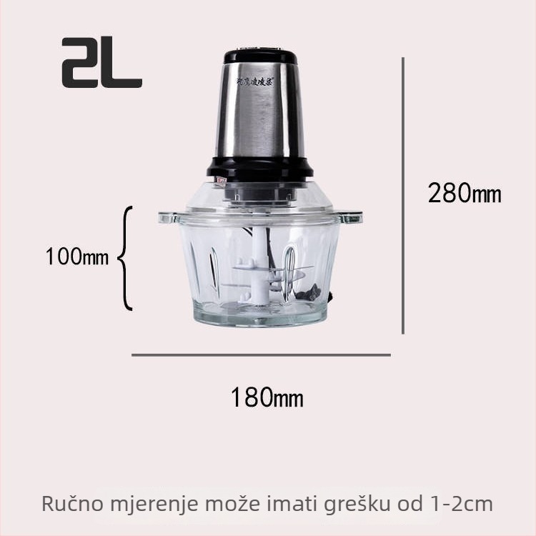 Električni kuhinjski stroj višenamjenski: mljevenje mesa, prerada sokova, miješanje; 2 brzine, 5000 rpm, kućište od PP i nehrđajućeg čelika, prilagodba obrade