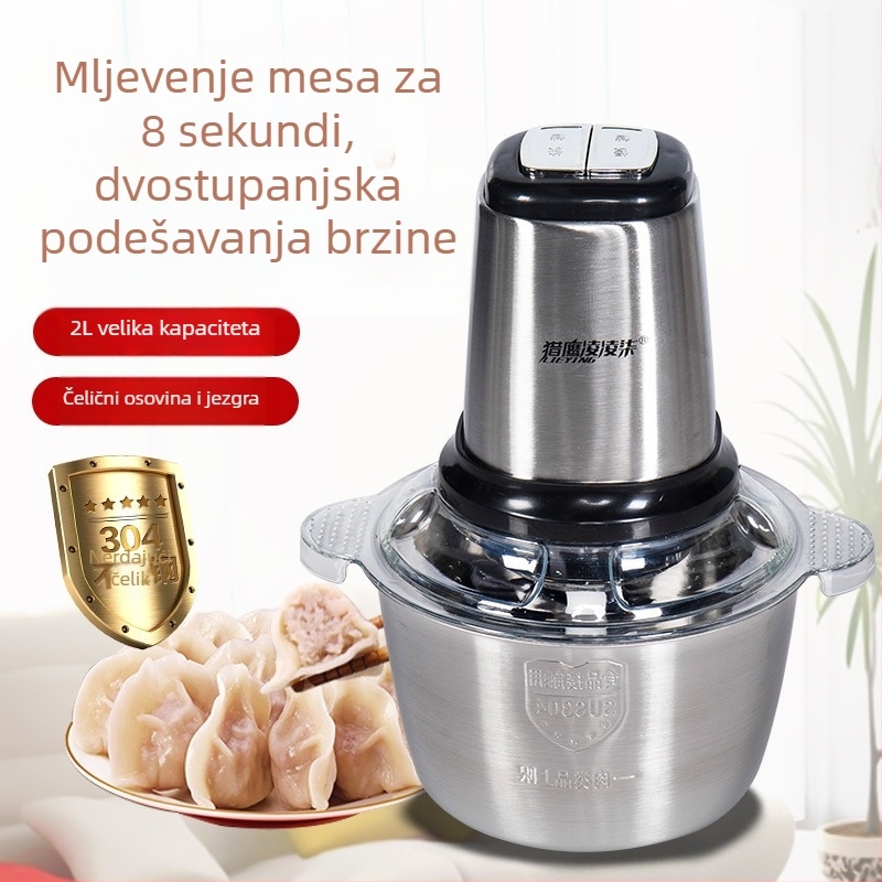 Električni kuhinjski stroj višenamjenski: mljevenje mesa, prerada sokova, miješanje; 2 brzine, 5000 rpm, kućište od PP i nehrđajućeg čelika, prilagodba obrade