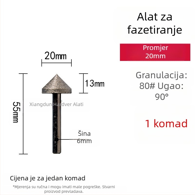 90° dijamantna konusna glava za brušenje – elektroplatinirana glava za brušenje unutarnjih rupa keramickih pločica, kamena, stakla i jadeita