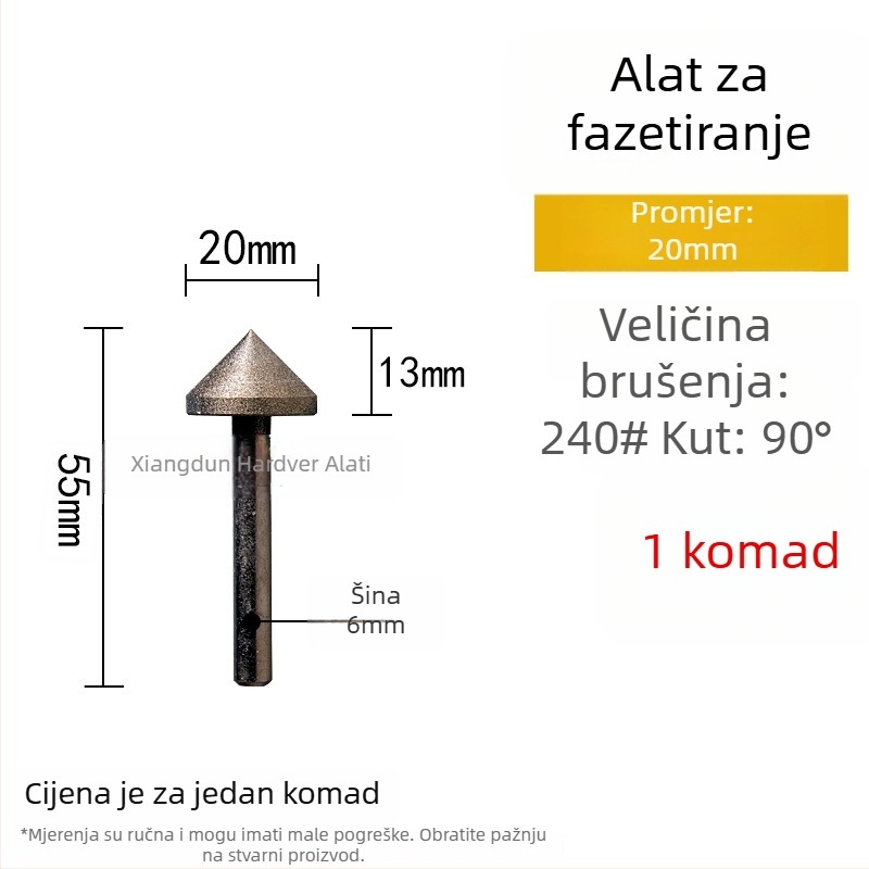 90° dijamantna konusna glava za brušenje – elektroplatinirana glava za brušenje unutarnjih rupa keramickih pločica, kamena, stakla i jadeita