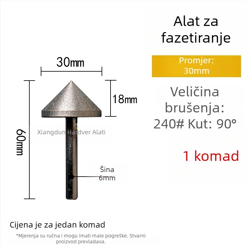 90° dijamantna konusna glava za brušenje – elektroplatinirana glava za brušenje unutarnjih rupa keramickih pločica, kamena, stakla i jadeita