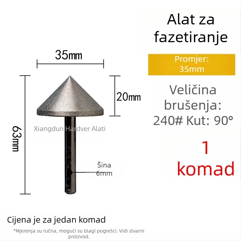 90° dijamantna konusna glava za brušenje – elektroplatinirana glava za brušenje unutarnjih rupa keramickih pločica, kamena, stakla i jadeita