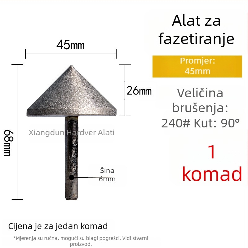 90° dijamantna konusna glava za brušenje – elektroplatinirana glava za brušenje unutarnjih rupa keramickih pločica, kamena, stakla i jadeita