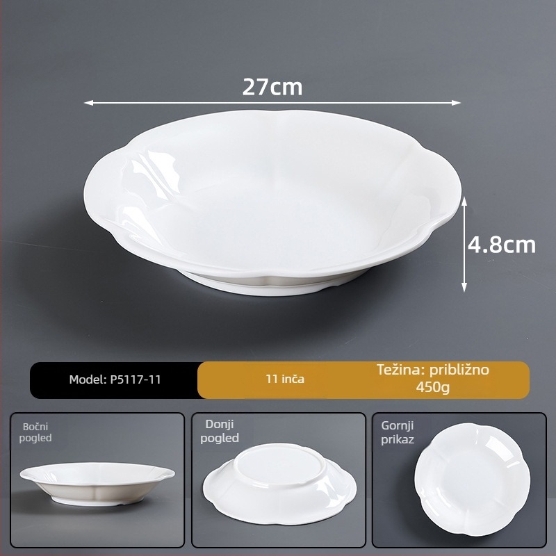 Tanji melamin-imitacija porculana, nepravilnog oblika, glazirana površina, moderan minimalistički stil, mogućnost tiskanja logotipa