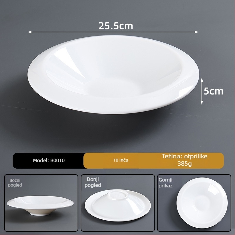 Tanji melamin-imitacija porculana, nepravilnog oblika, glazirana površina, moderan minimalistički stil, mogućnost tiskanja logotipa