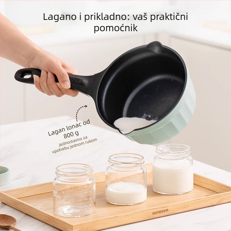 Električni lonac/tiganj od lijevanog željeza s neprijanjajućim keramičkim premazom, staklena poklopca, brzo provođenje topline, model Jg-214028, težina 2,5 kg