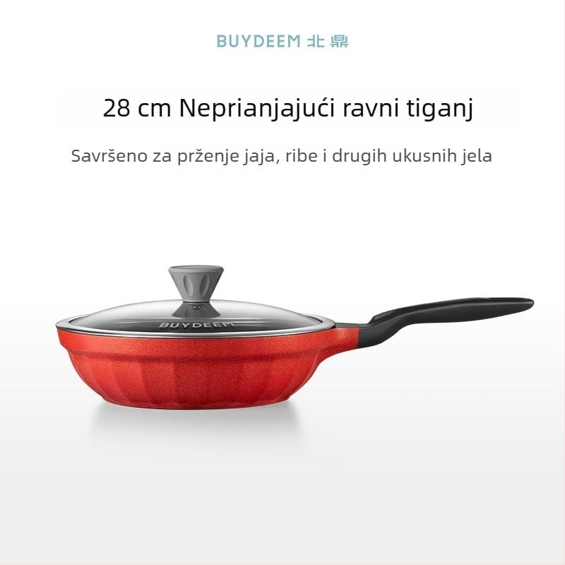 Električni lonac/tiganj od lijevanog željeza s neprijanjajućim keramičkim premazom, staklena poklopca, brzo provođenje topline, model Jg-214028, težina 2,5 kg