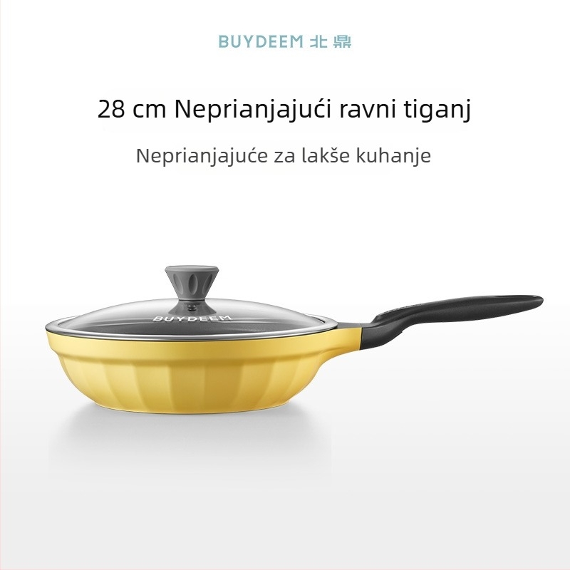 Električni lonac/tiganj od lijevanog željeza s neprijanjajućim keramičkim premazom, staklena poklopca, brzo provođenje topline, model Jg-214028, težina 2,5 kg