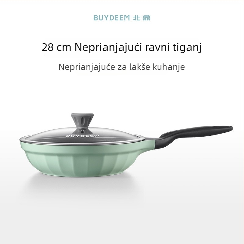 Električni lonac/tiganj od lijevanog željeza s neprijanjajućim keramičkim premazom, staklena poklopca, brzo provođenje topline, model Jg-214028, težina 2,5 kg
