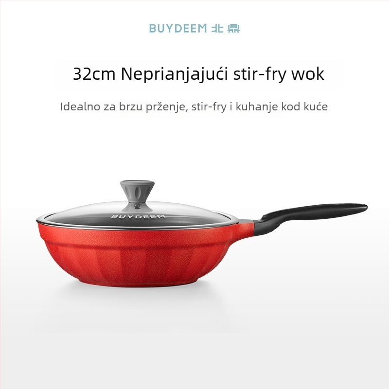 Električni lonac/tiganj od lijevanog željeza s neprijanjajućim keramičkim premazom, staklena poklopca, brzo provođenje topline, model Jg-214028, težina 2,5 kg