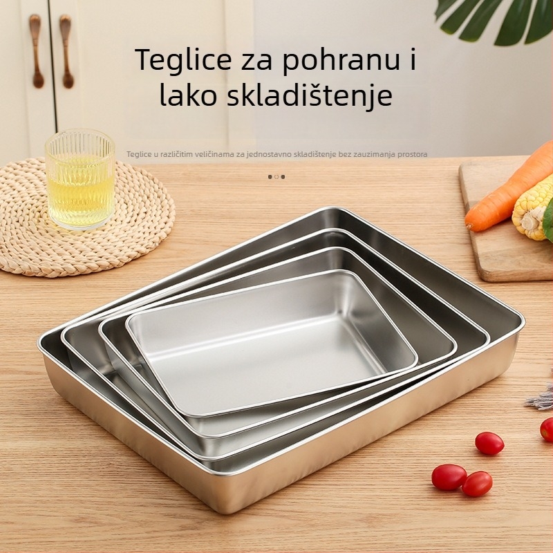 Nehrđajući čelični pravokutni tanjur s ravnim dnom, višestruka namjena, japanski stil