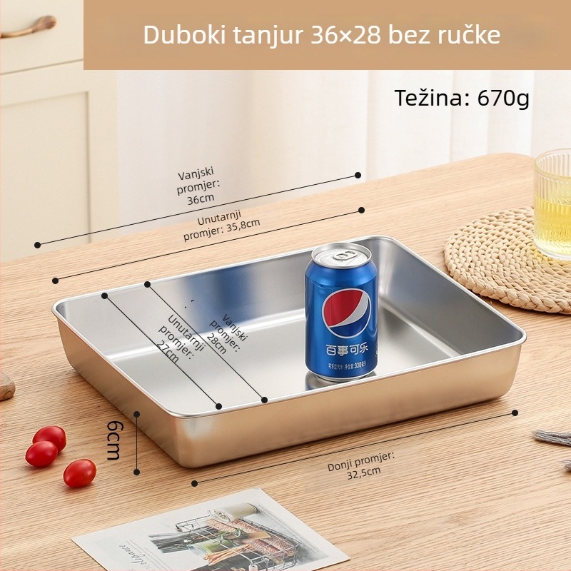 Nehrđajući čelični pravokutni tanjur s ravnim dnom, višestruka namjena, japanski stil