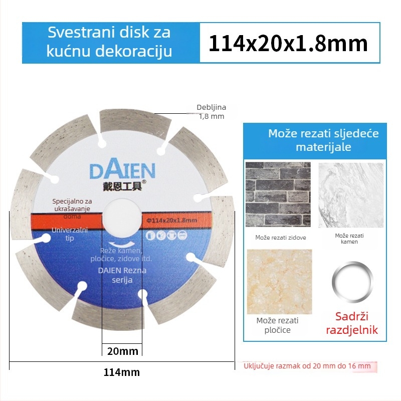 Diamantski disk za kutnu brusilicu – za cement, kamen, mramor i beton – Dai en tools