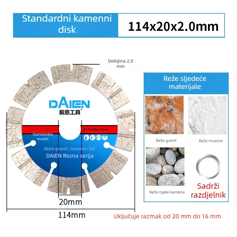 Diamantski disk za kutnu brusilicu – za cement, kamen, mramor i beton – Dai en tools