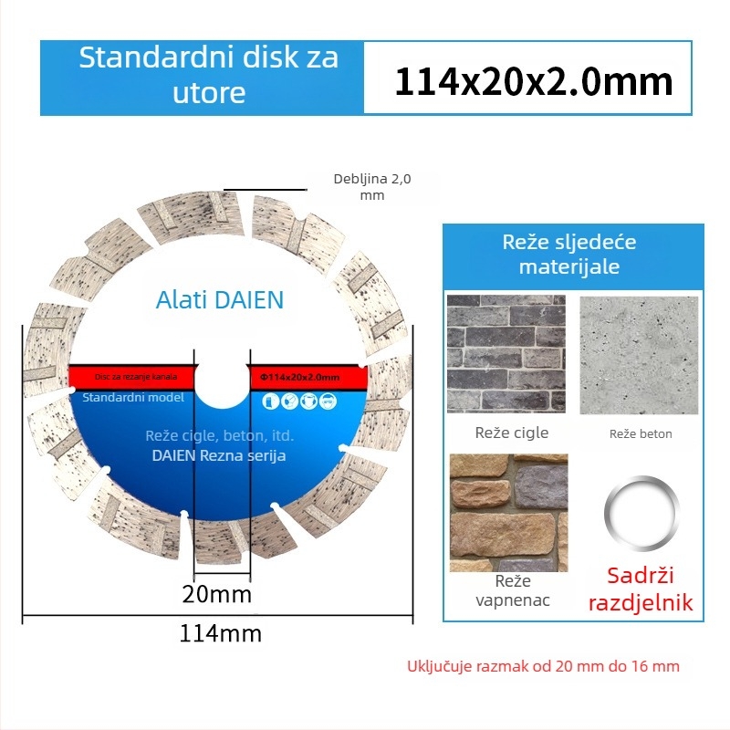 Diamantski disk za kutnu brusilicu – za cement, kamen, mramor i beton – Dai en tools
