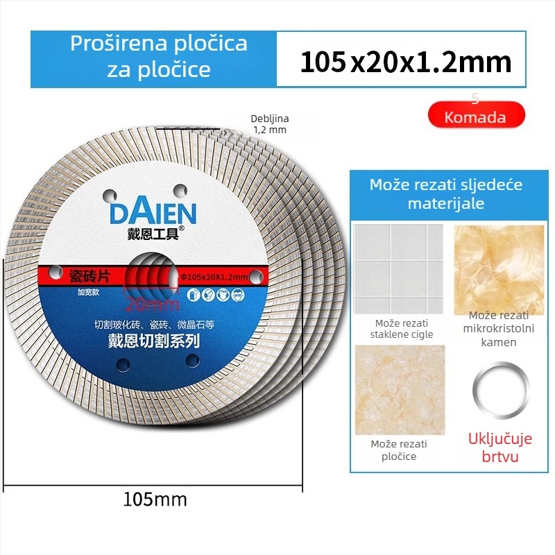 Diamantski disk za kutnu brusilicu – za cement, kamen, mramor i beton – Dai en tools
