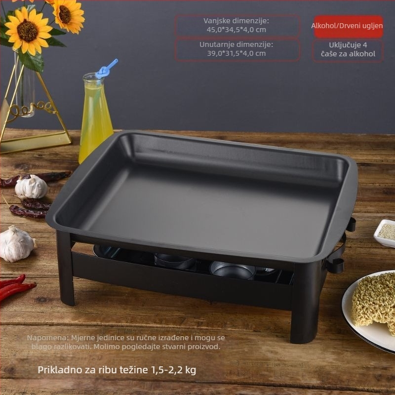 Ploča za roštilj od nehrđajućeg čelika, podijeljena, neprijanjajuća, za komercijalne restorane i kućnu upotrebu