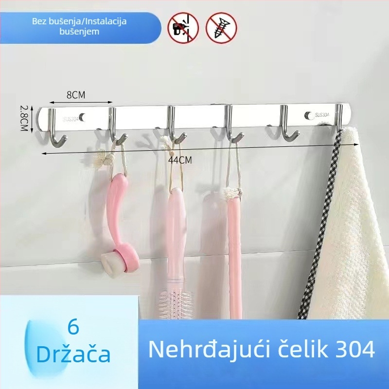 Vješalica za odjeću od 304 nehrđajućeg čelika, zidna, polirana završna obrada, težina 0,5 kg, moderan minimalistički stil