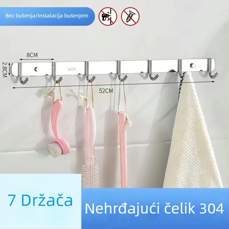 Vješalica za odjeću od 304 nehrđajućeg čelika, zidna, polirana završna obrada, težina 0,5 kg, moderan minimalistički stil