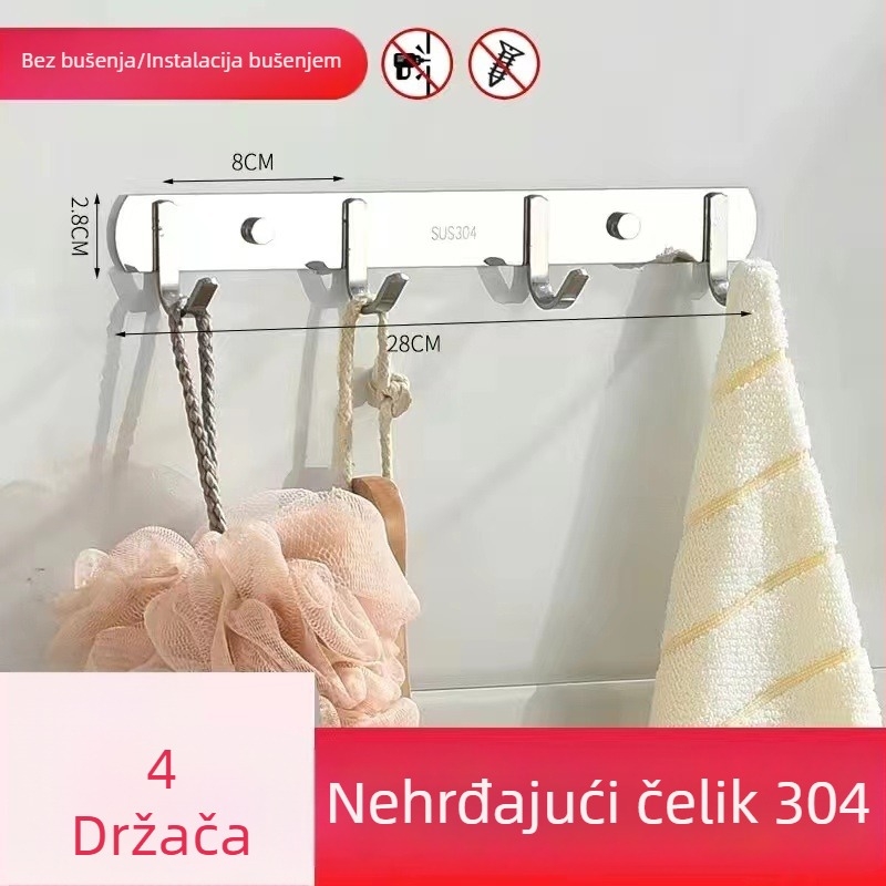 Vješalica za odjeću od 304 nehrđajućeg čelika, zidna, polirana završna obrada, težina 0,5 kg, moderan minimalistički stil