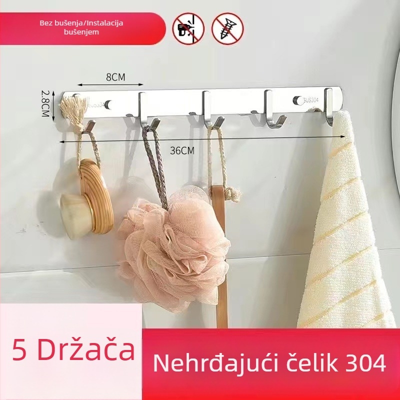 Vješalica za odjeću od 304 nehrđajućeg čelika, zidna, polirana završna obrada, težina 0,5 kg, moderan minimalistički stil
