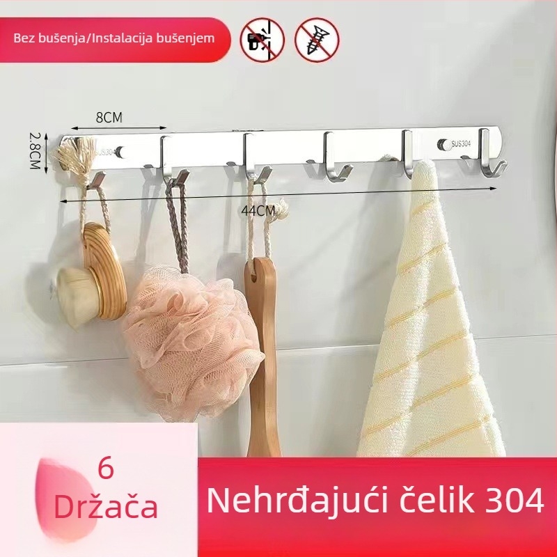 Vješalica za odjeću od 304 nehrđajućeg čelika, zidna, polirana završna obrada, težina 0,5 kg, moderan minimalistički stil