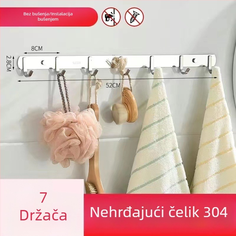 Vješalica za odjeću od 304 nehrđajućeg čelika, zidna, polirana završna obrada, težina 0,5 kg, moderan minimalistički stil