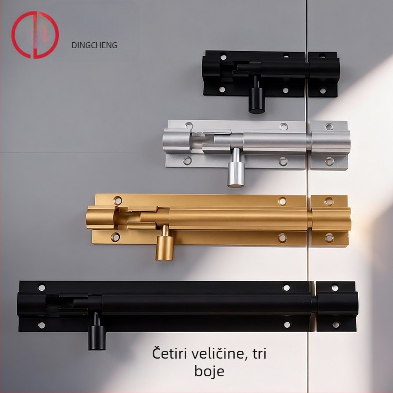 F-tip zasun za vrata od aluminijske legure, protivkrađni, model L1312, oksidirani završetak, moderan minimalistički stil