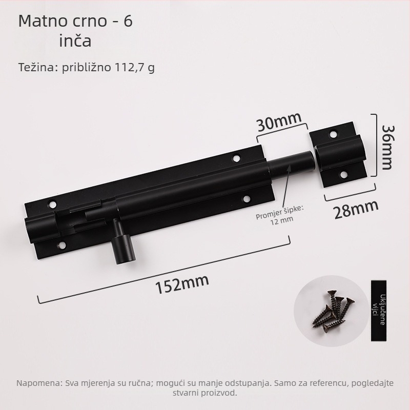 F-tip zasun za vrata od aluminijske legure, protivkrađni, model L1312, oksidirani završetak, moderan minimalistički stil