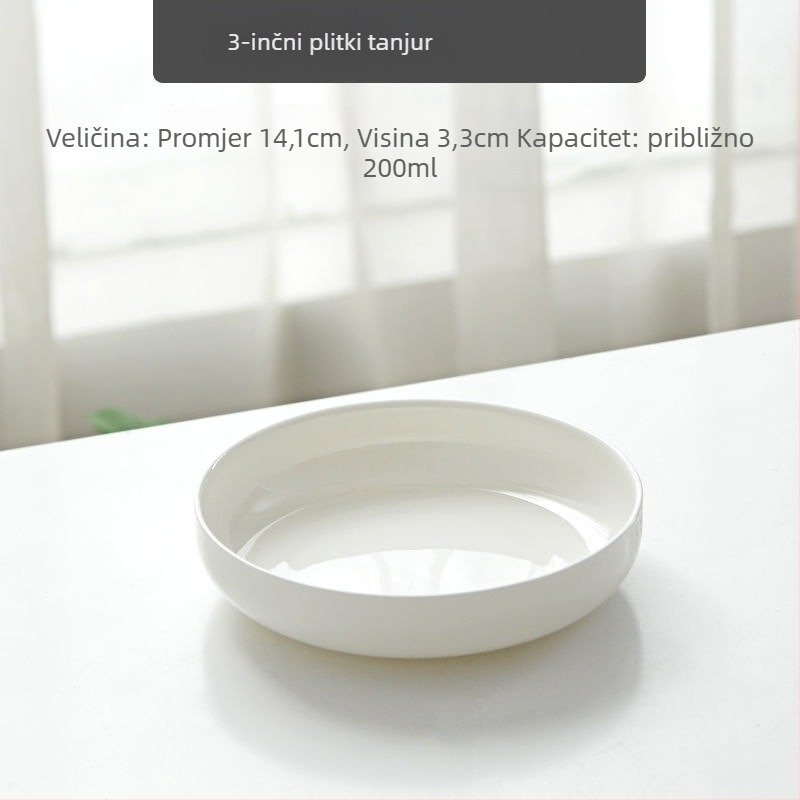 Tanjur od kostnog porculana (>45% praška kostnog), duboki okrugli tanjur, boja ispod glazure, mikrovalna sigurnost, moguć ispis logotipa