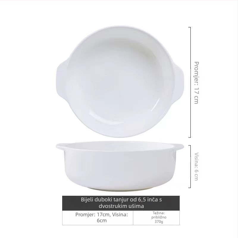 Tanjur od kostnog porculana (>45% praška kostnog), duboki okrugli tanjur, boja ispod glazure, mikrovalna sigurnost, moguć ispis logotipa