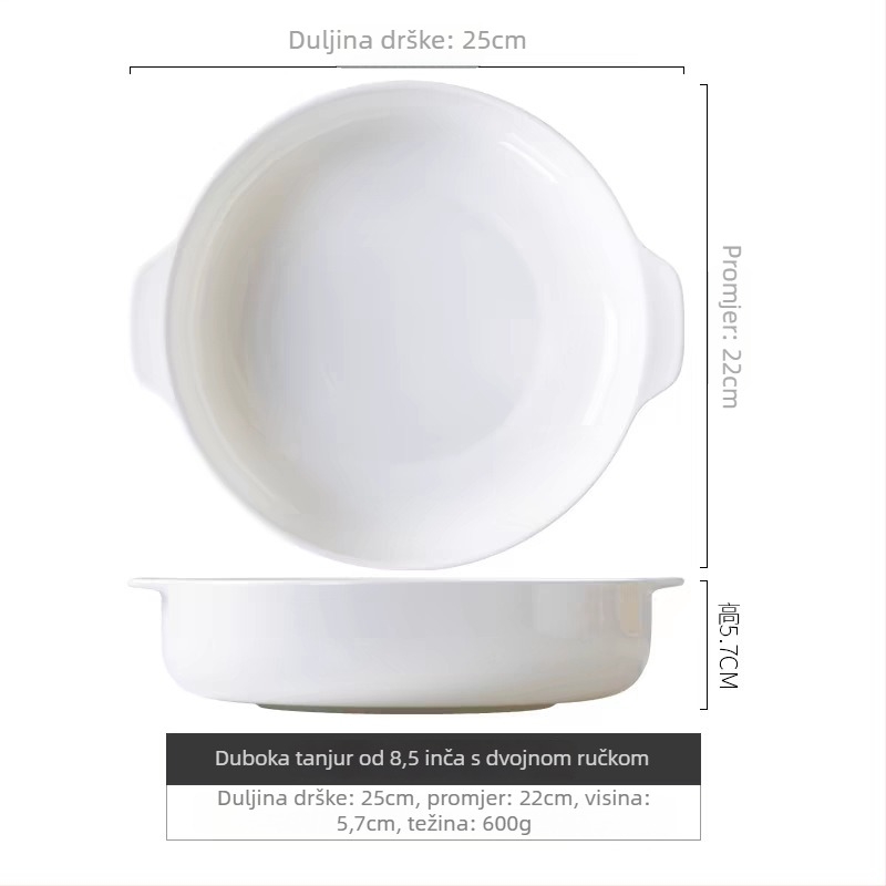 Tanjur od kostnog porculana (>45% praška kostnog), duboki okrugli tanjur, boja ispod glazure, mikrovalna sigurnost, moguć ispis logotipa