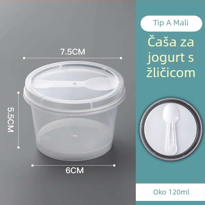 Jednokratna čašica za jogurt s poklopcem — PP materijal, brend Strange book, tiskanje logotipa omogućeno, prilagodba dostupna, nebiodegradibilno