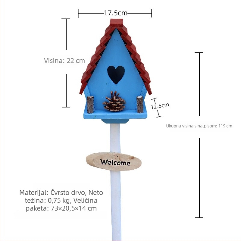 Drvena vanjska vrtna dekoracija – ptičje gnijezdo za dvorište i balkon, šifra proizvoda Jb2krpez, dar za posao, IP licenca: Ne